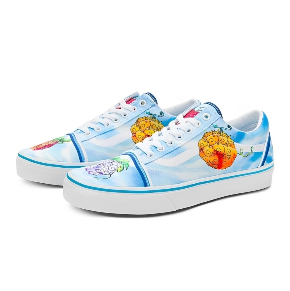 VANS Old Skool One Piece Devil Fruit Women 6.5 Blue Anime Straw Hat Crew 102025